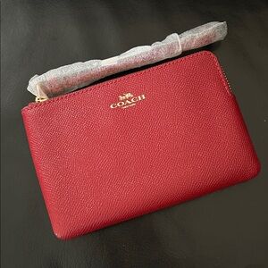 Coach Small Wristlet Corner Zip Wristlet Leather 1941 Red # 58032
